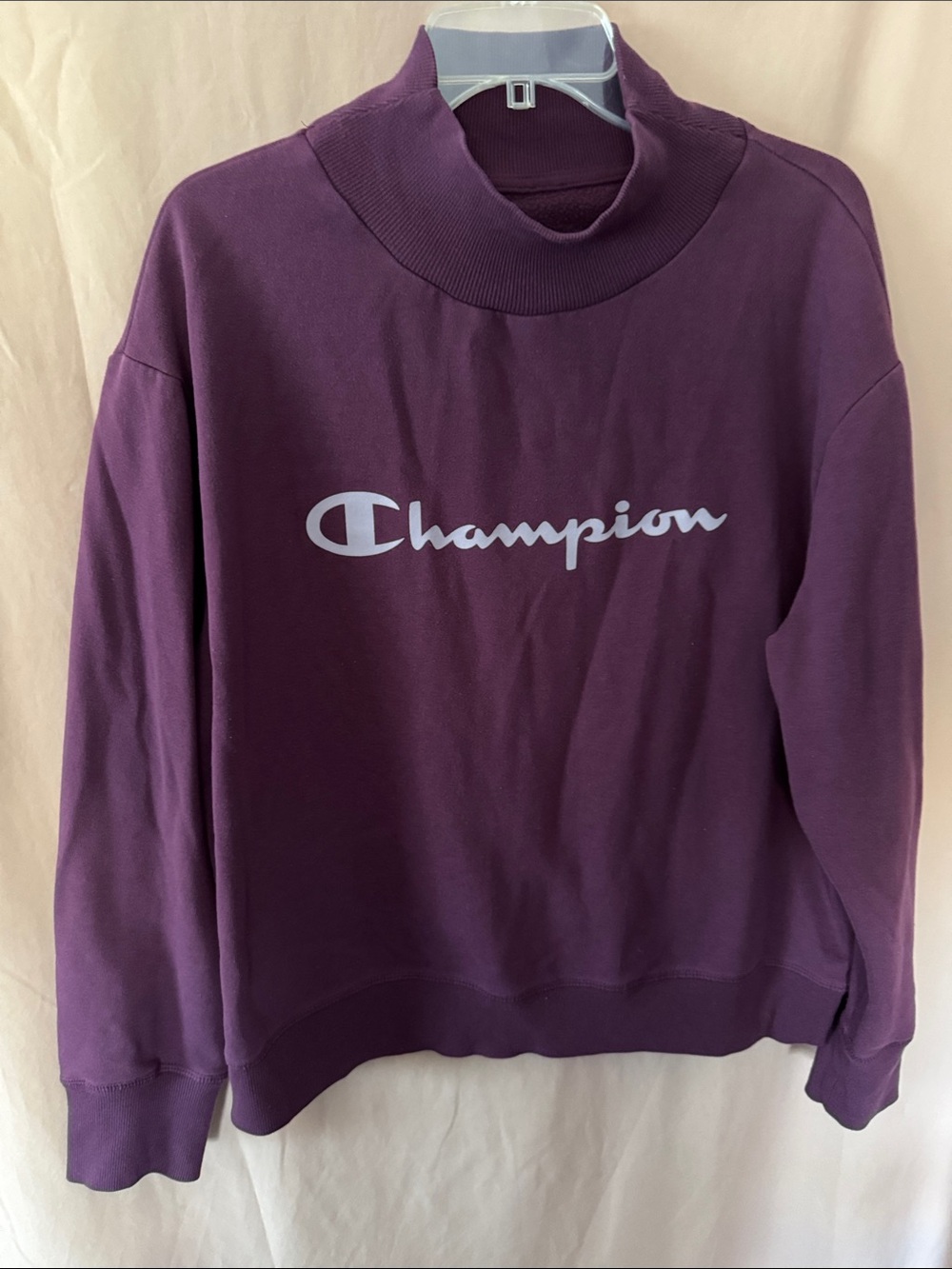 Champion Women’s Plum Mock Neck Sweatshirt with White Logo